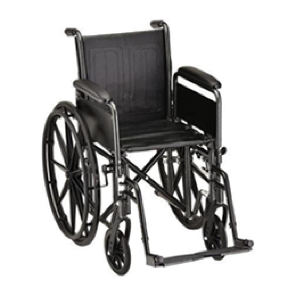 16" Steel Wheelchair with Detachable Full Arms and Footrests Medi